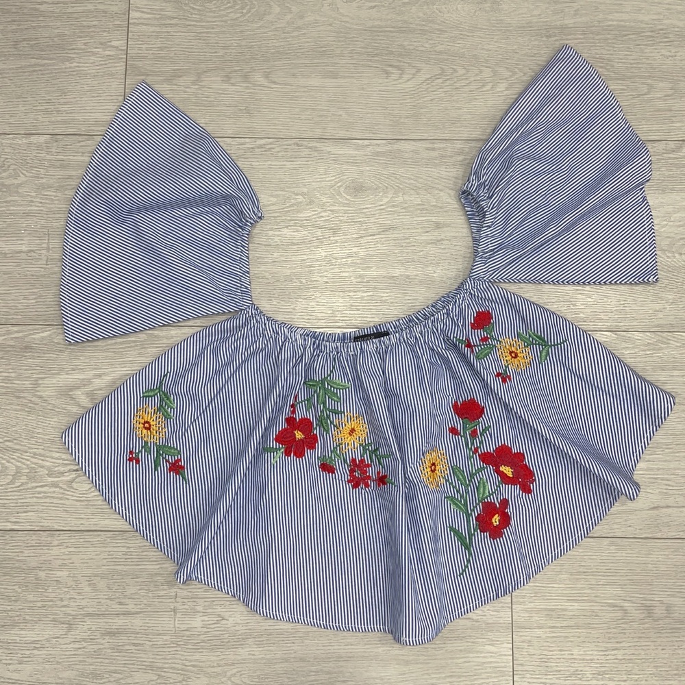 Strapless stripe crop top